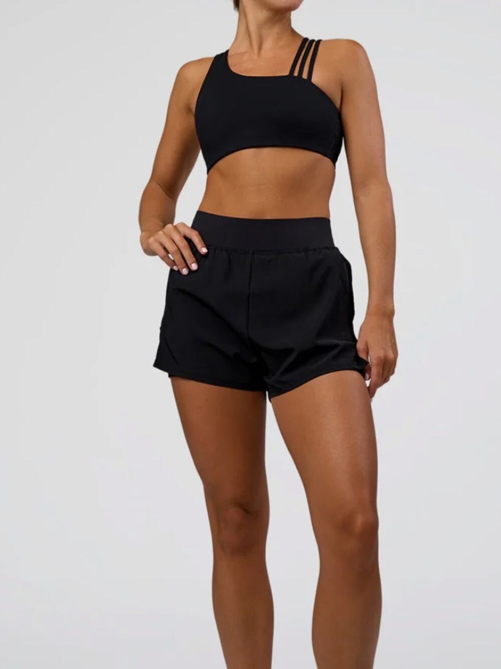 LSKD Challenger 3" Lined Women's Medium Black Running Shorts